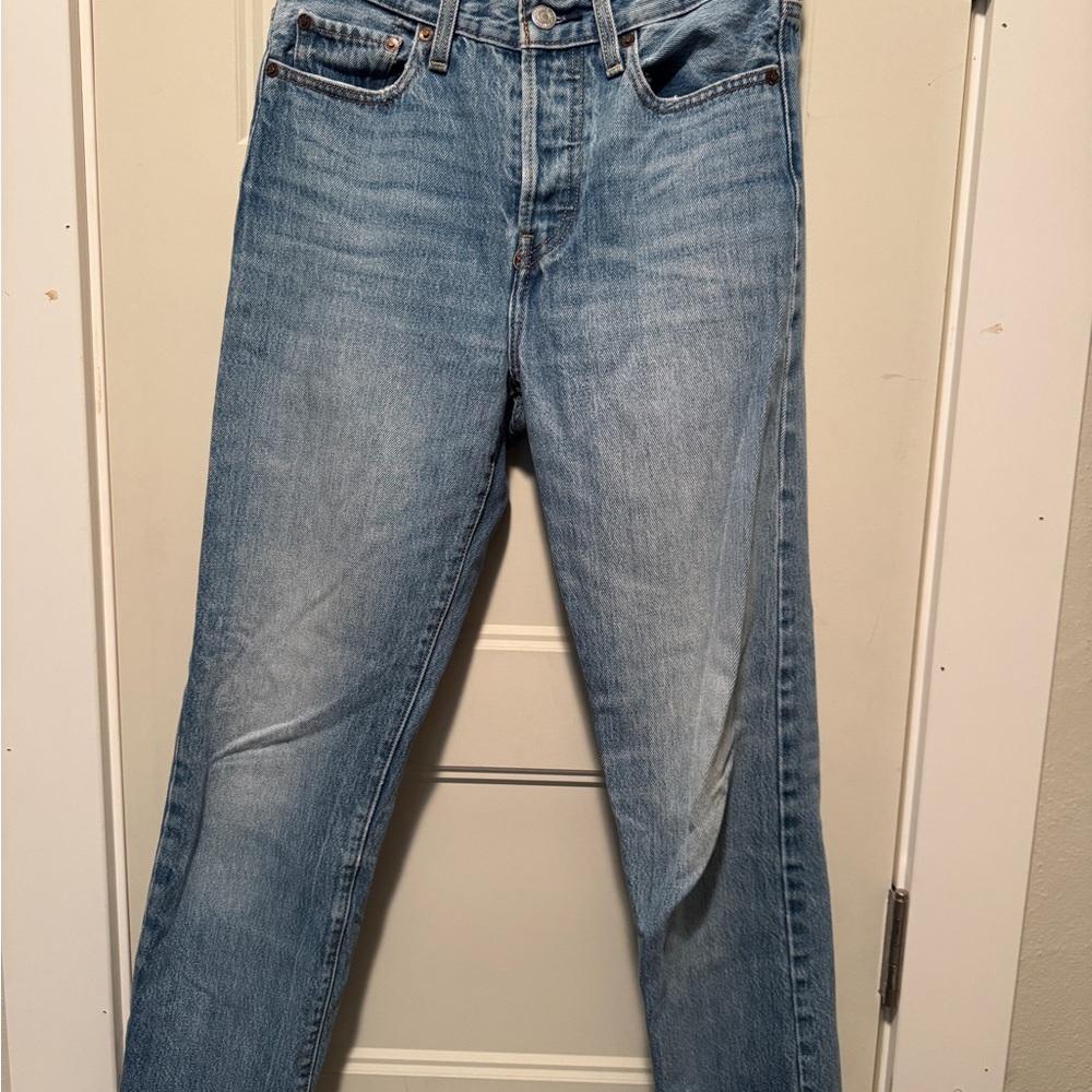 Classic Blue Levi’s Wedgie Fit With Raw Hem